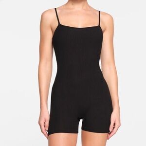 SKIMS Women's Black Ribbed Lounge Romper